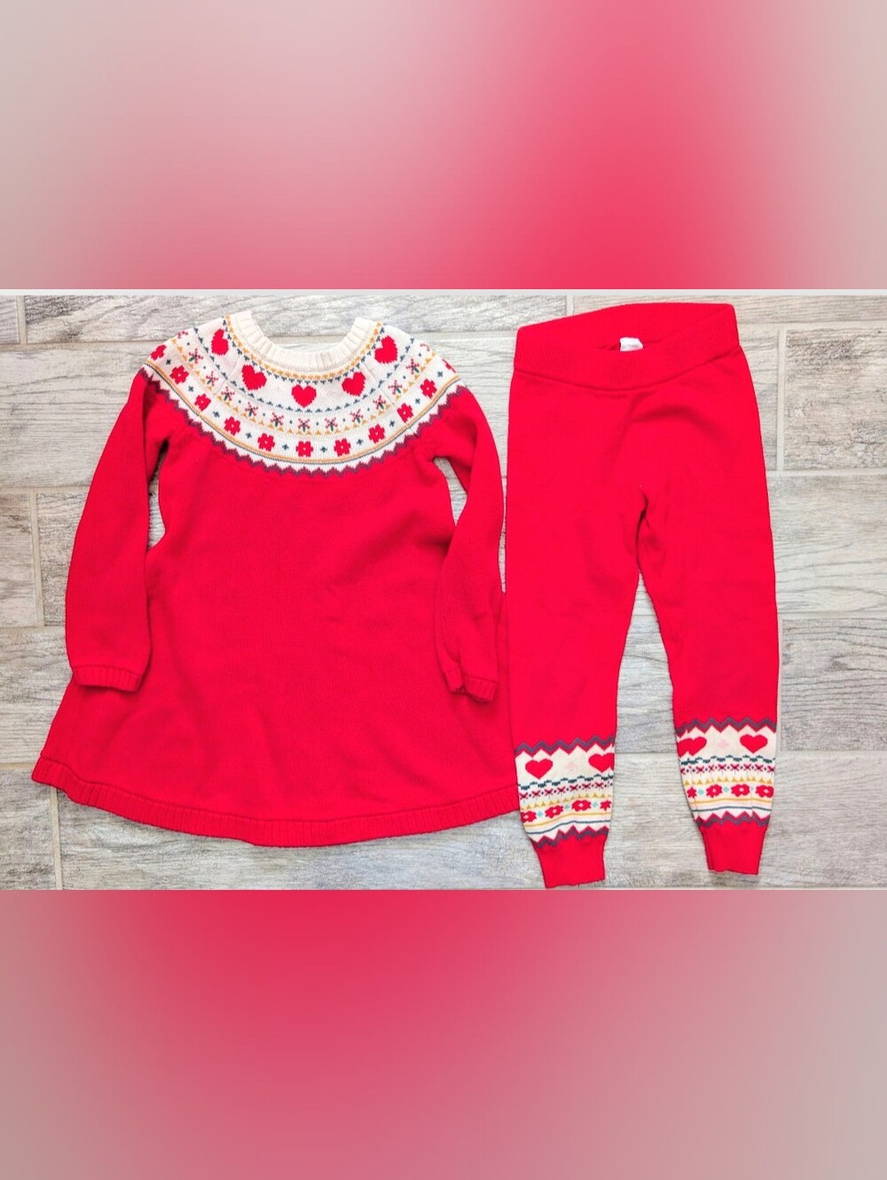 Hanna Andersson 5T VGUC Fair Isle ❤️ Sweater Dress & Matching Sweater Leggings